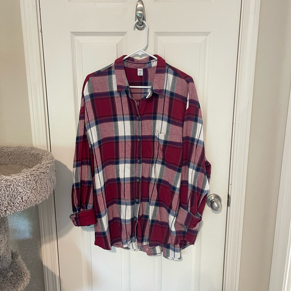 Old Navy Red and Blue Plaid Shirt